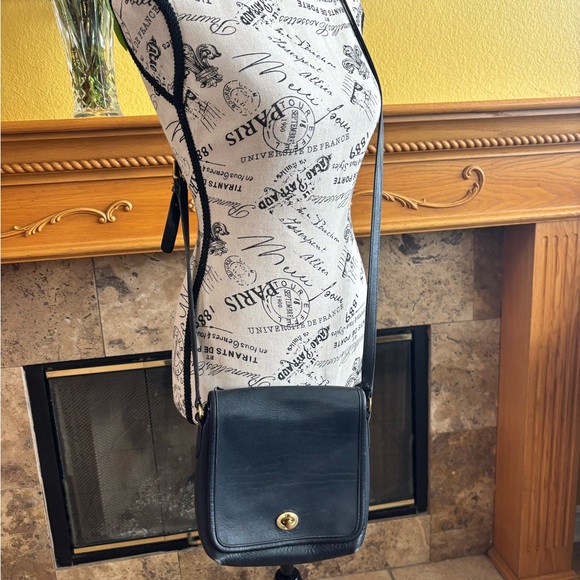 Coach Black Pebbled Leather Crossbody Bag with Gold Hardware